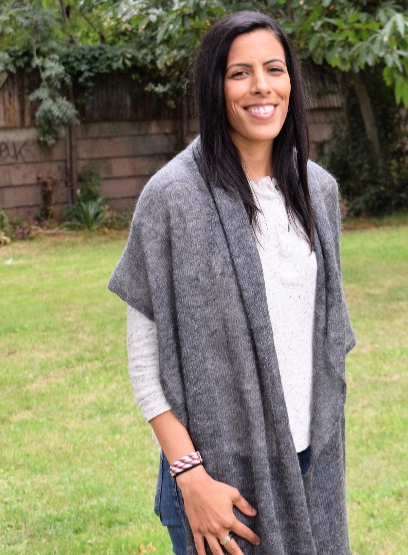 Extra Large Travel Wrap Luxury Scarf Present for grandmother Auntie Rehearsal Dinner Silver Grey Stole Oversized Mohair Knit Scarf