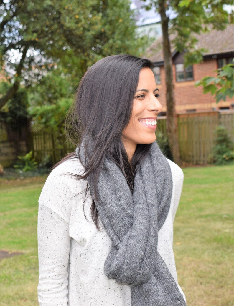 Extra Large Travel Wrap Luxury Scarf Present for grandmother Auntie Rehearsal Dinner Silver Grey Stole Oversized Mohair Knit Scarf