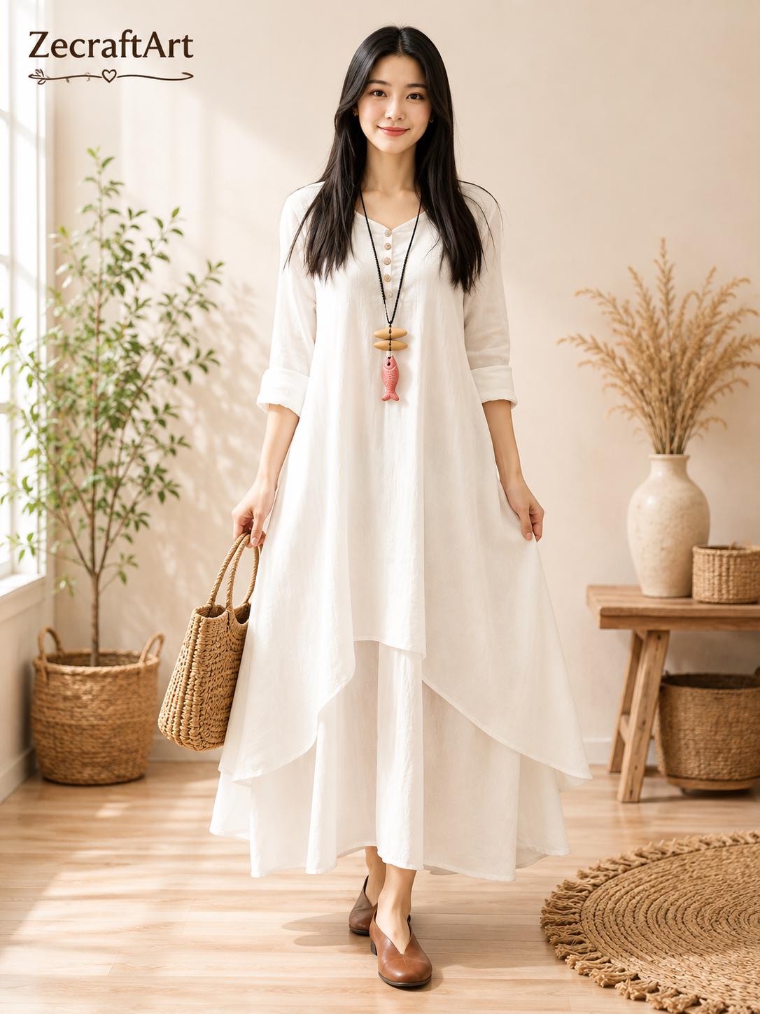 loose dress korean style Dresses korean long dress outfit