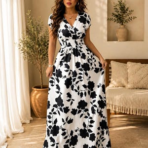 black and white floral print dress Ax paris Color:Atlantic Blue Occasion:NYE Miss Circle Women Zahya **AI Disclosure