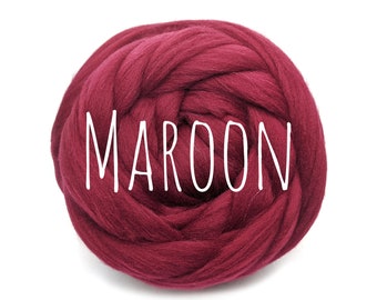 Super chunky wool MAROON yarn for arm knitting giant yarn jumbo knit extreme blanket worsted wool needle felting