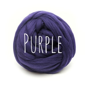 Super chunky wool PURPLE yarn for arm knitting giant yarn jumbo knit extreme blanket worsted wool needle felting