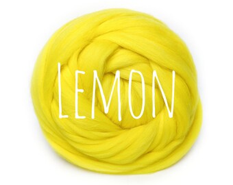 Super chunky wool LEMON yarn for arm knitting giant yarn jumbo knit extreme blanket worsted wool needle felting