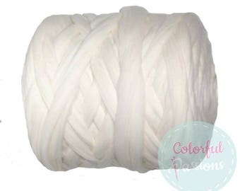 White Super chunky wool yarn for arm knitting giant yarn jumbo knit extreme blanket worsted wool needle felting