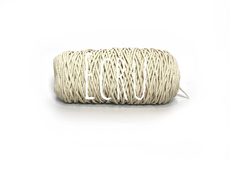 Ecru cotton cord rope braided perfect for knitting basket rugs macrame weaving 2-3mm