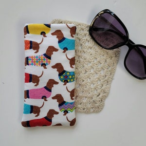 Dachshund sunglass case, eyeglass sleeve,  padded eyeglass case, padded glass sleeve, eyeglass case, sunglass case sunglass pouch