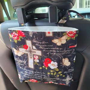 Waterproof, Wipeable and Washable Black Cross Print Car Trash Bag, Waterproof Car Trash Bag, Washable Car Trash Bag, Wipeable Car Trash Bag