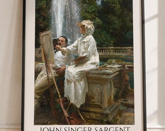 Poster John Singer Sargent La Fontana Villa Torlonia | Arte Impressionista | Stampa Museo Vintage | Quadro Dipinto Classico