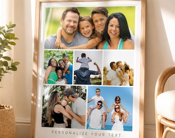 Poster Fotografico Famiglia Personalizzato | Collage Fotografico | Regalo Compleanno per Genitori e Nonni | Ricordo di Famiglia