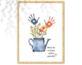 Lavoretto Impronte delle Mani Grazie Maestra | Bouquet di Fiori Personalizzato | Regalo Maestra Tata | Ricordo Bambino DIY