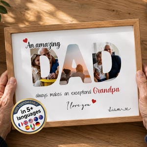 Personalized Papi Photo Print • Custom Father's Day Gift for Grandpa • Photo Letter Collage Papa Poster • Digital Download Grandfather Gift