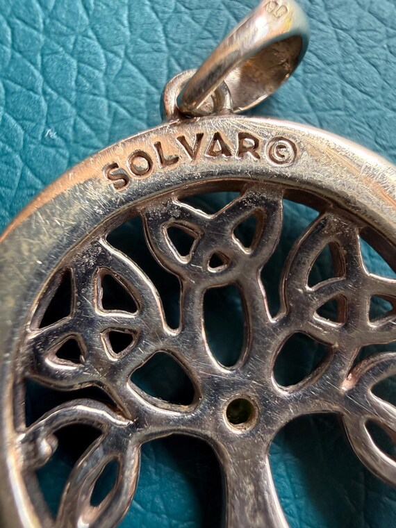 Sterling Silver Celtic Tree of Life Pendant Necklace, Peridot Stone, Irish Knot Detail View 4