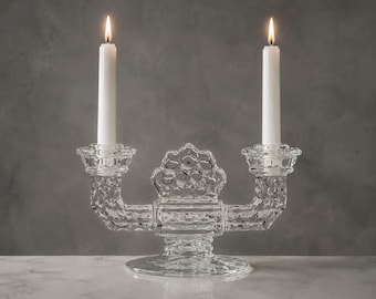 Vintage Fostoria American Twin Candlestick #2056 | Elegant Glass Double Candle Holder | Timeless Table & Mantel Decor