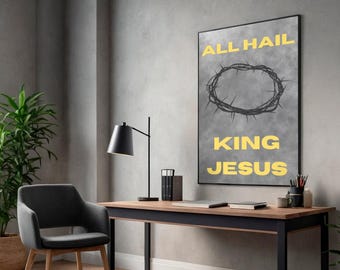 Póster imprimible «¡Salve, Rey Jesús!» / Arte mural cristiano / Lámina «Corona de espinas»