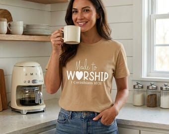 Camiseta "Hecha para adorar" 1 Corintios 10:31 Camiseta cristiana