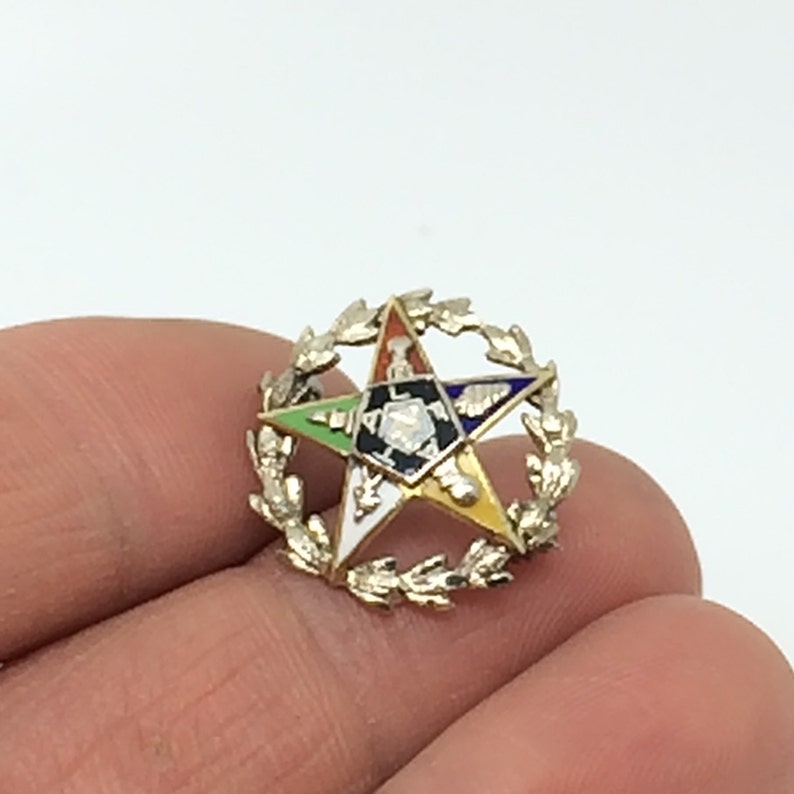 Eastern Star Masonic Pin 14k White Gold and Enamel Small Etsy