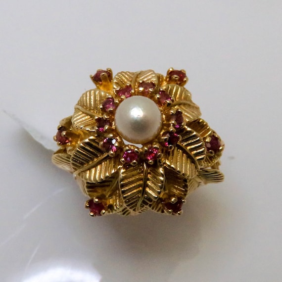 Pearl and Ruby - Pearl Ring - Pearl and Ruby Ring