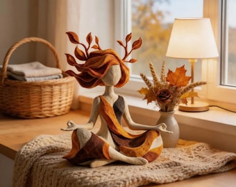Unique Meditative Nature Goddess Sculpture, Meditation Pose, Unique Design Atmosphere, Spiritual Yoga Home Decor, Divine Feminine Art