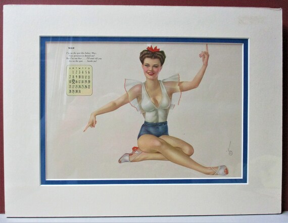 Varga May 1944, Red White and Blue Girl, Vintage Pin-up Calendar Page, Pin  Up, Calendar Girl, Double Matted, Ready to Frame - Etsy Norway