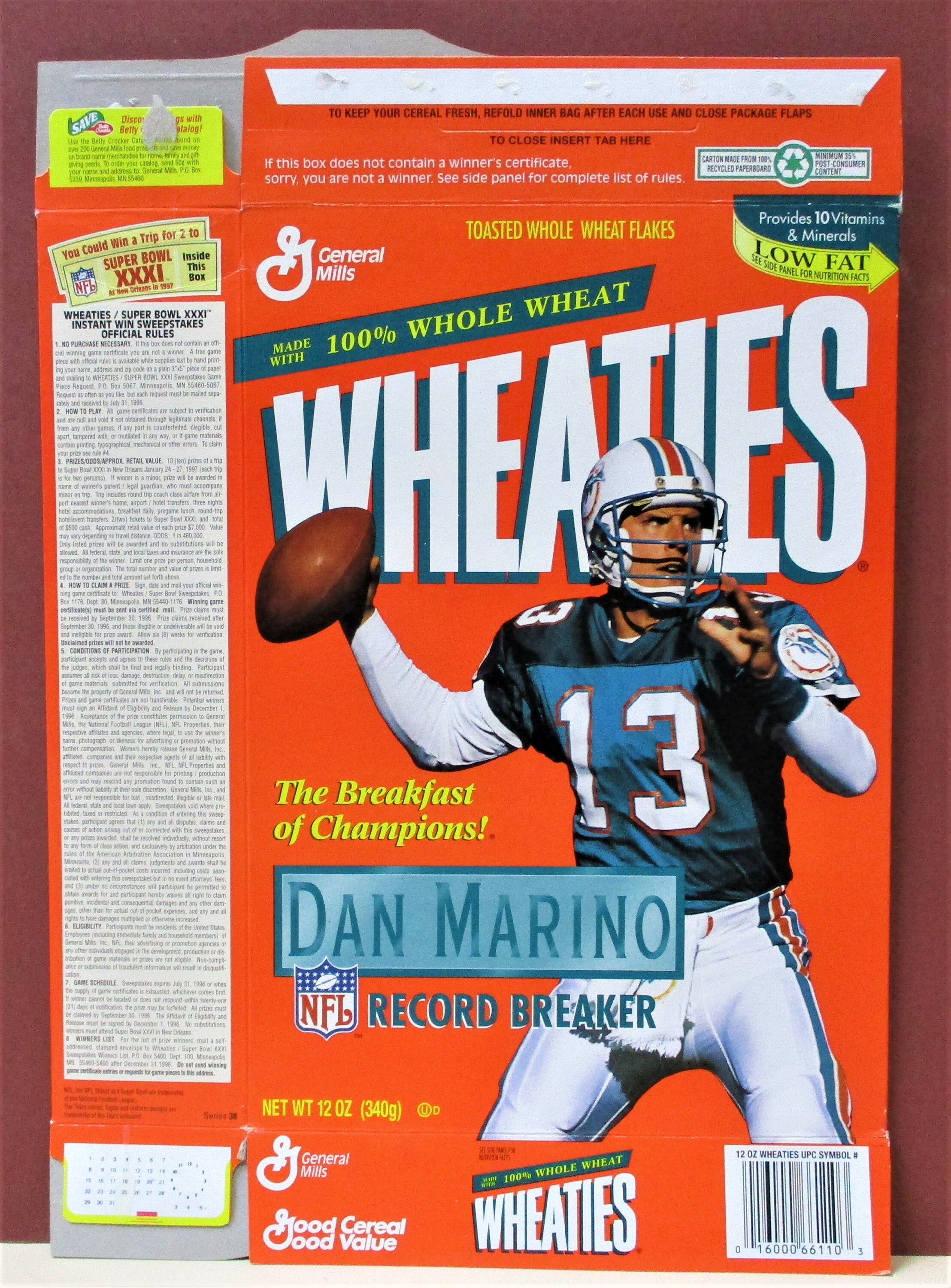 Dolphins DAN MARINO Wheaties Box NFL Record Breaker - Etsy