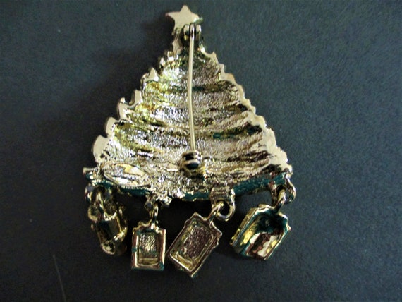 Danecraft Christmas Tree Brooch, Goldtone Holiday… - image 2