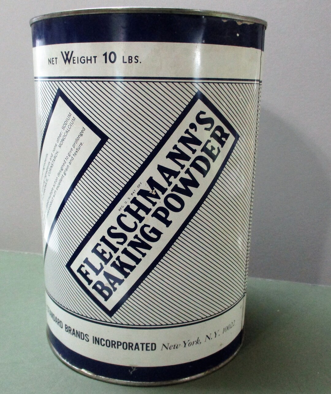 FLEISCHMANN'S BAKING POWDER, Large 10lb Vintage Tin, Collectible