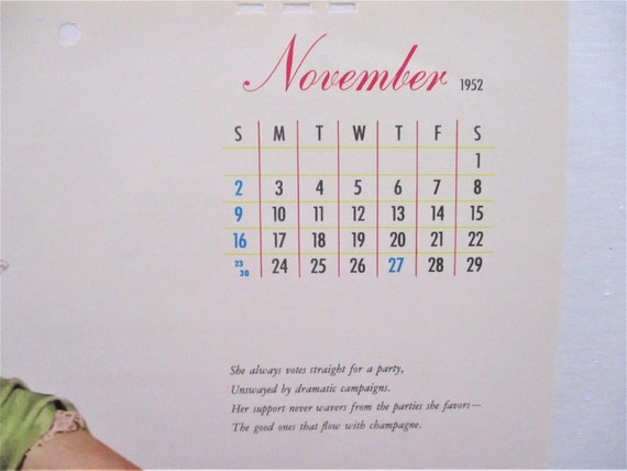 November 1952 Vintage Pin-up Calendar Page, Ernest Chiriaka Art, Vintage Pinup, Petty Girl, Vargas, Party Girl - Etsy Hong Kong November 1952 Vintage Pin-up Calendar Page, Ernest Chiriaka Art, Vintage Pinup, Petty Girl, Vargas, Party Girl - Etsy Hong Kong