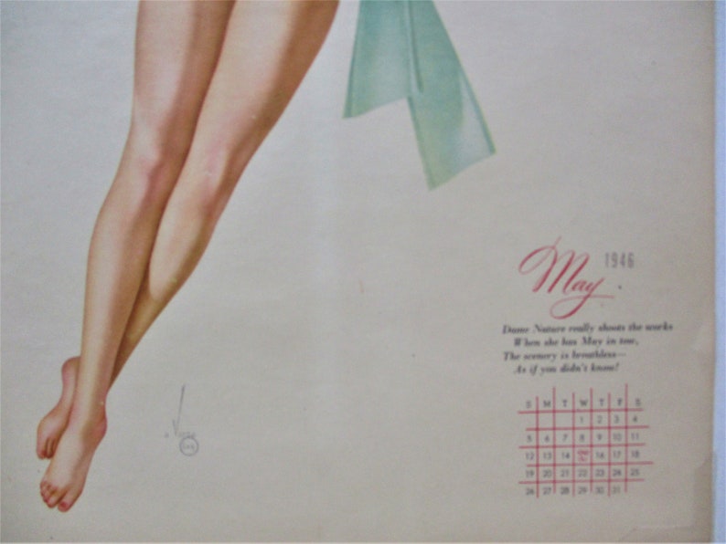 VARGA May 1946 Vintage Pinup Calendar Page Vintage Pinup Etsy