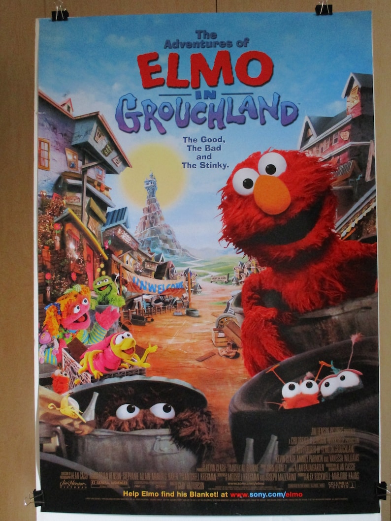 Oscar the Grouch Sesame Street ELMO in GROUCHLAND Kids Cinema Theater Decor 1999 Original DS 27x40 Movie Poster Muppets