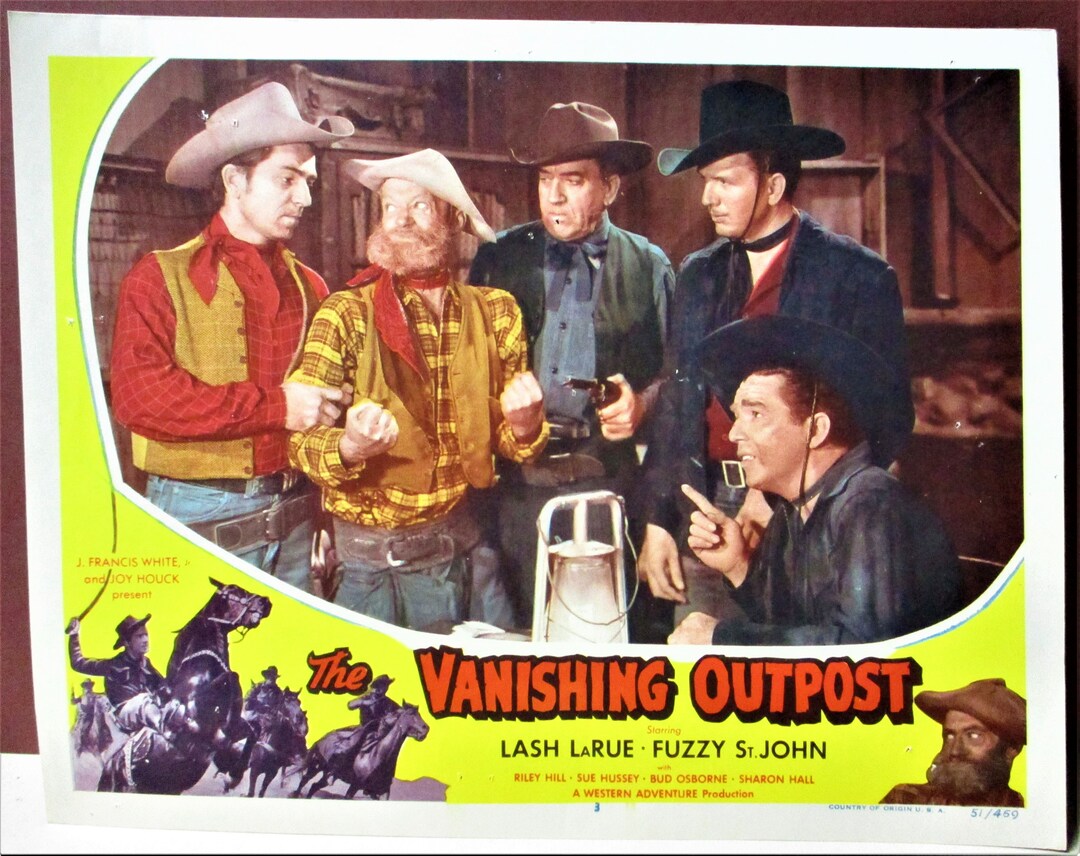 1951 LASH LARUE, Vanishing Outpost Original 11x14 Lobby Card Movie ...