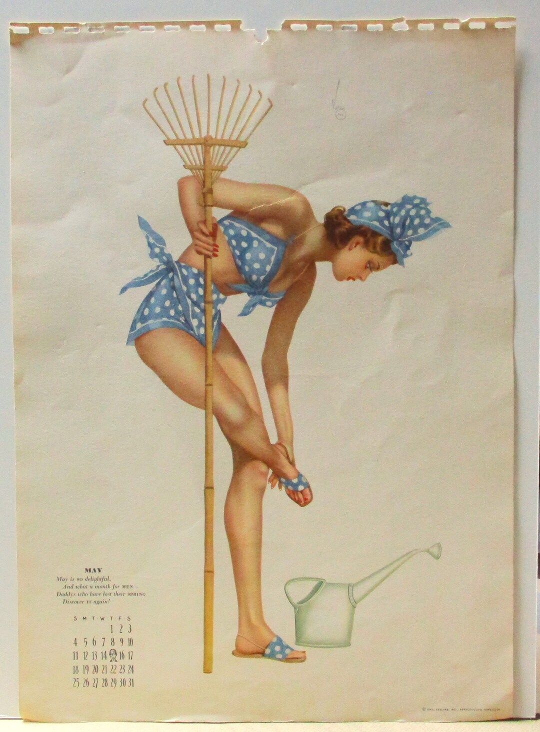 VARGA May 1940 Pinup Vintage Pin up Calendar Petty Girl Birthday