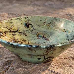 Handmade Ceramic Plate, Green Pottery Plate, Mediterranean Tableware, Artisan Italian Ceramics - Laguna