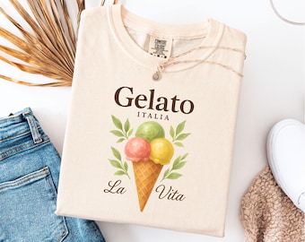 Italian gelato comfort colors® shirt, la dolce vita vintage italy tee, watercolor ice cream cone graphic, italy trip, icecream lover, travel
