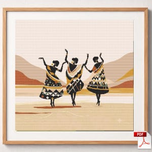 African Women Dancing Cross Stitch Pattern (PDF Download)