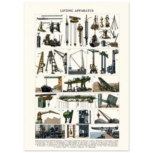 Lifting Apparatus Print, Vintage Engineering Poster, Industrial Machinery Wall Art, Crane Diagram, Mechanical Engineer Gift