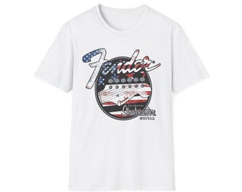 American Flag Fender Guitar Graphic T-Shirt