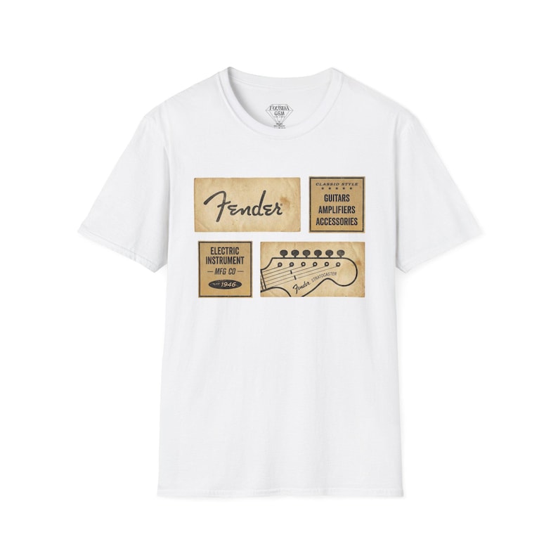 Fender Vintage Ads T-Shirt | Guitar Amp Accessories Graphic image 1