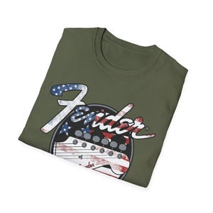 American Flag Fender Guitar Graphic T-Shirt image 12