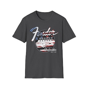 American Flag Fender Guitar Graphic T-Shirt image 5