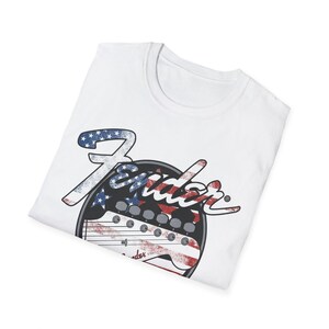 American Flag Fender Guitar Graphic T-Shirt image 9