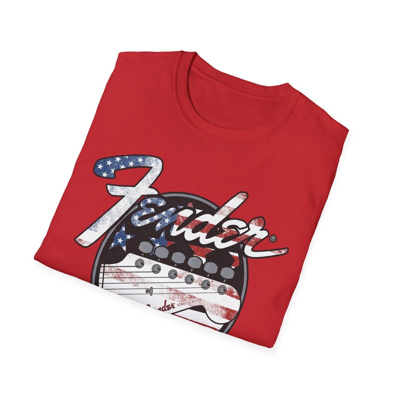 American Flag Fender Guitar Graphic T-Shirt image 14