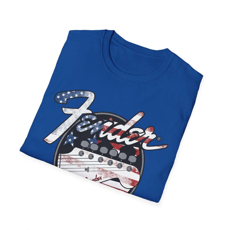 American Flag Fender Guitar Graphic T-Shirt image 15
