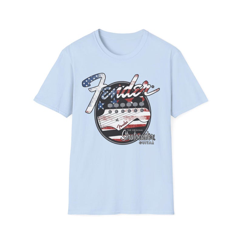 American Flag Fender Guitar Graphic T-Shirt image 6