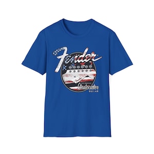 American Flag Fender Guitar Graphic T-Shirt image 7