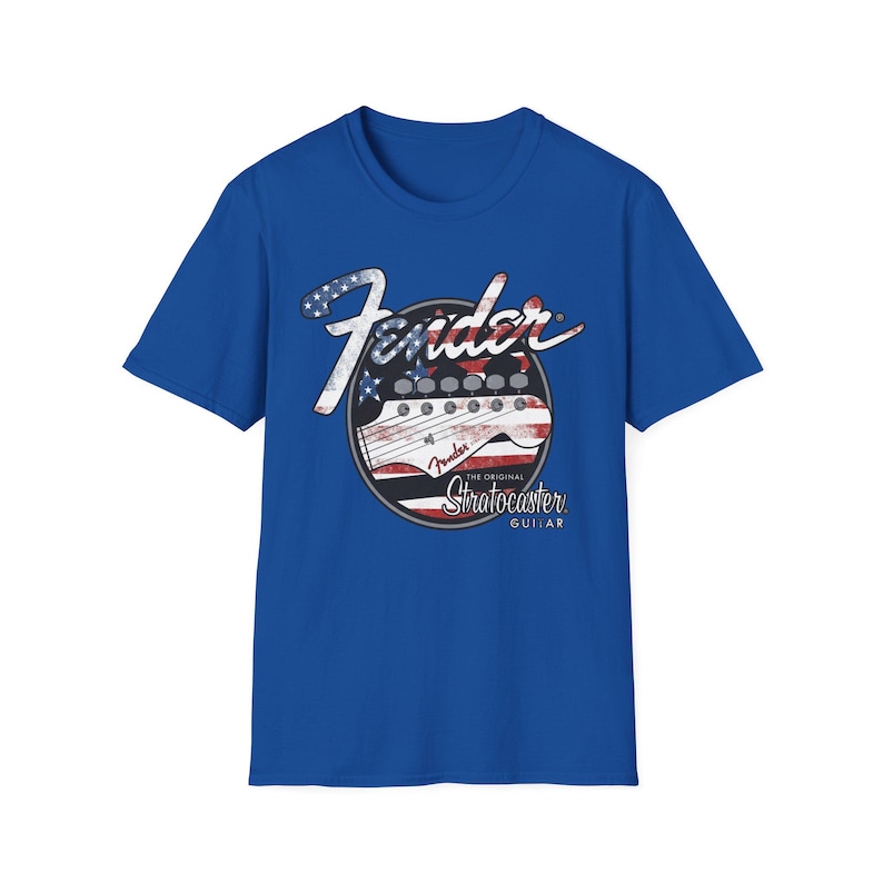 American Flag Fender Guitar Graphic T-Shirt image 7