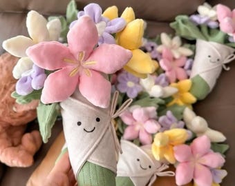 Brinquedo de Pelúcia Jellycat Amuseable Bouquet Of Flowers para Crianças e Presente para Namorada