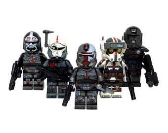 Custom Bad Batch Elite Squad Trooper Dark Clone Commando Special Forces echo hunter tech wrecker and crosshair