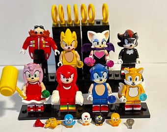 Sonic mini brick figures lot 3 hedgehog knuckles tails Amy rouge eggman