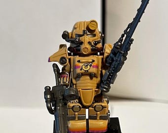 Custom T-45 Tan Power Armor Minifigure Armor Kit, Fallout Shelter, Weapons Helmet