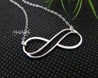 Silver Infinity Necklace, Infinity Charm Necklace, Sister Necklace, Bridesmaid Jewelry, Mother's Necklace, Figure 8, Christmas gift for Her